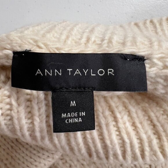 Ann Taylor Women's Long Sleeve Fringe Ribbed Turtleneck Sweater Women's M - Picture 7 of 10